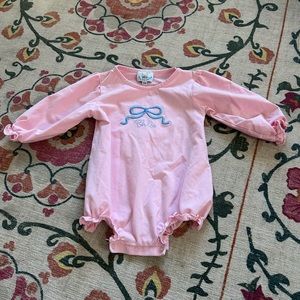 Busy Bees Smocks “Chloe” monogrammed romper 12m